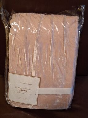 Pottery Barn Shimmer Velvet Drape Curtain Panel - Blush Pink